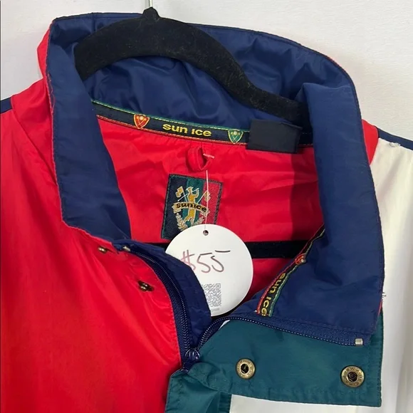 Colorful Windbreaker Jacket 80s zip up sporty jacket turns in vest - Picture 7 of 8